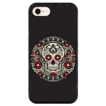 Capa Hapdey para iPhone 7 - 8 Design Caveira do Dia dos Mortos em Silicone Flexível e TPU Preto