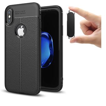 Capa PhoneShield Rugged Leather Anti-Choque + Suporte Magnético Multifunção para iPhone X - Preto