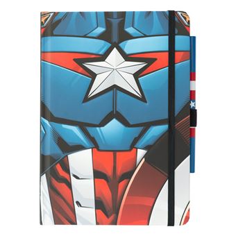 Bloco de Notas A5 Erik Editores Premium com Caneta Marvel The Captain America - 1