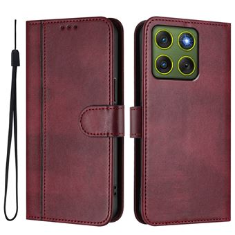 Capa FOXDOCK para Motorola Edge 70 5G | Estilo Vintage | TPU com Textura de Pele Antiderrapante | Compartimentos para Cartões e Suporte | Vermelho - 1