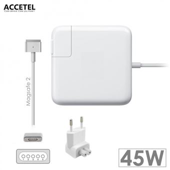 Carregador Accetel MagSafe | Compatível com MacBook Air 5,2 | 14,85 V | 3,05A | 45 W | MagSafe 2 Type T - Preto - 1