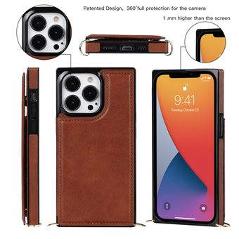 Capa e Tpu + Pu magunivers Autoabsorvível | à Prova de Choque | Bloqueio de Rfid com Muleta Castanho para Iphone 13 Pro 6.1'' - 1