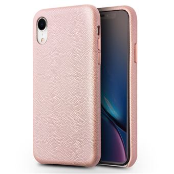 Capa de Couro Magunivers genuíno pele de bezerro de lichia clássico revestido Rosa para Apple iPhone XR 6.1 inch - 1