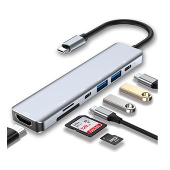 Hub USB-C 7 em 1 Chronus com HDMI 4K | 2 USB-C | USB 3.0 e Leitor SD/TF | Cinza - 1