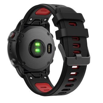 Pulseira de Silicone Magunivers para Garmin Fenix 6 | Correia de Liberação Rápida - Preto/Vermelho - 1