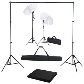 Kit de Estúdio Fotográfico vidaXL com fundo + iluminação e sombrinhas - 1