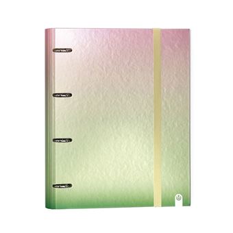 Dossier Escolar A4 com Recarga Pautada+Organizer Carchivo Gradient Metal L/E 4 Argolas | Coral/Verde - 1