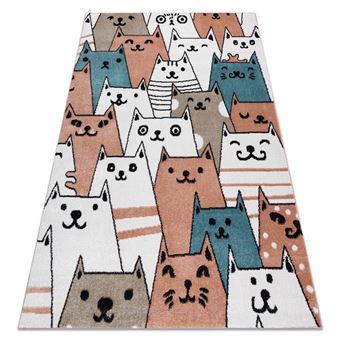 Tapete RugsX FUN Gatti para crianças| gatos animais Rosa | 80x150 cm - 1