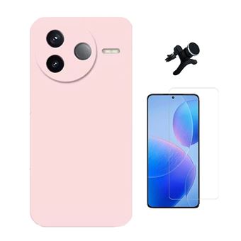 Kit Vidro Temperado Cleargorilasglass + Capa Proteção Silicone + Suporte Reforçado de Carro GIFT4ME para Xiaomi Poco F7 Ultra | Rosa - 1