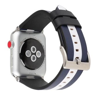 Bracelete de Couro HSMY tricoloree para Apple Watch Series 6/ SE/ 5/ 4 | 44 mm - Azul&Branco - 1