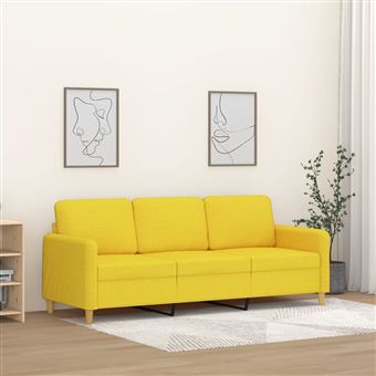 Sofá vidaXL | de 3 lugares 180 cm | tecido amarelo-claro - 1