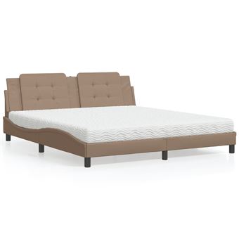 Cama com colchão vidaXL | 180x200 cm | couro artificial cappuccino - 1