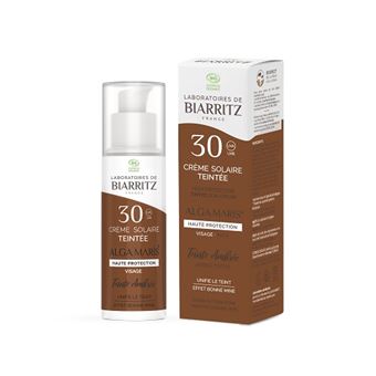 Creme Protetor Solar com Cor para Rosto Laboratórios de Biarritz SFF30 | Âmbar | Alga Maris | 50ml - 1