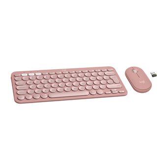 Teclado Wireless + Rato Logitech 920-012241 | Idioma: Inglês US | Rosa - 1