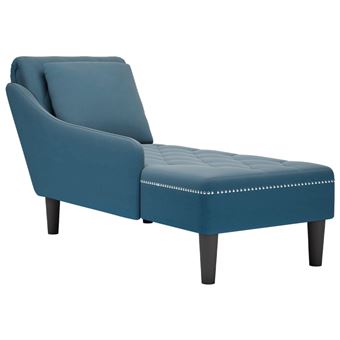 Chaise lounge com almofada/apoio de braços vidaXL | direito veludo azul - 1
