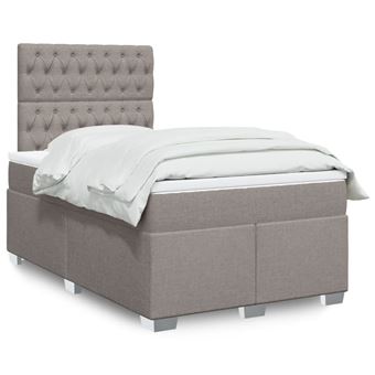 Cama boxspring com colchão vidaXL | 120x190cm | tecido castanho-acinzentado - 1