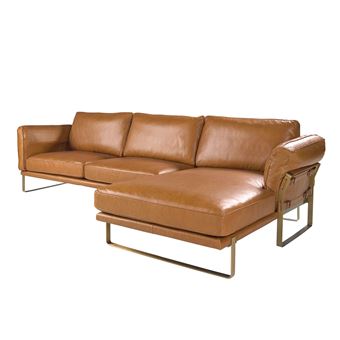 Sofá Chaise Longue Direito ANGEL CERDÁ 6232C | Pele Camel - 1