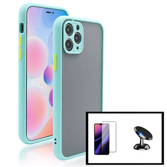 Kit Capa Traseira Proteção Camara + Película Película de Vidro Temperado GorilasGlass + Suporte Magnético G4M para iPhone 13 Pro Max - Azul Claro - 1