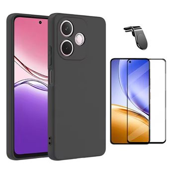 Kit Película de Vidro Temperado Gorilasglass + Capa Proteção Silicone + Suporte Magnético L GIFT4ME para Oppo A5 Pro 4G | Preto - 1