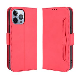 Capa FOXDOCK Protetora para iPhone 14 Pro Max | Suporte e Flip de couro PU | À Prova de Choque | Vermelho - 1