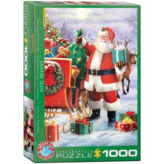 Puzzle Eurographics Pai Natal | Santa with Sled by Simon  | 1000 Peças - 1
