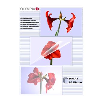 Bolsa para plastificar Olympia 1x25 DIN A3 80 micron | Transparente - 1