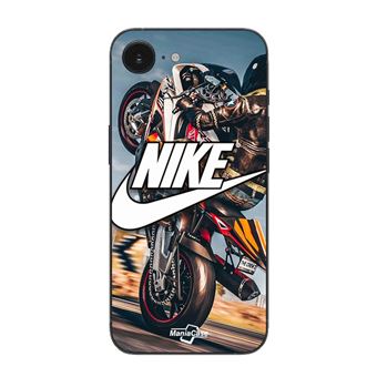 Capa Maniacase para Iphone 16E | Nike Logotipo Branco Roda de Mota - 1