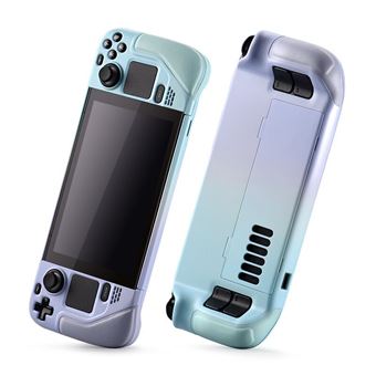 Capa pele de vaca invólucro protetor com suporte V-REEL para Steam Deck - Gradiente azul-púrpura - 1