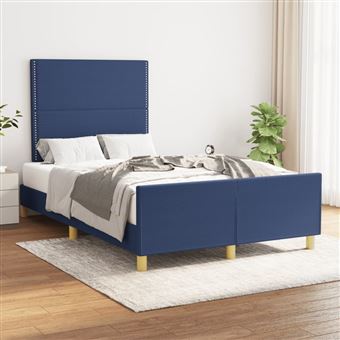 Estrutura de cama com cabeceira vidaXL | 120x190 cm | tecido azul - 1