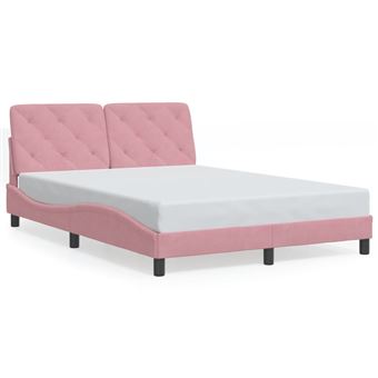 Estrutura de cama com luzes LED vidaXL | 120x200 cm | veludo rosa - 1