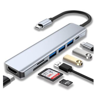 Hub USB-C 7 em 1 Chronus com HDMI 4K | USB 3.0 | Leitor SD/TF e Carregamento PD 100W | Cinza - 1