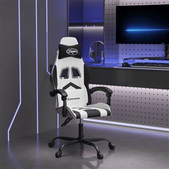 Cadeira gaming vidaXL couro artificial branco e preto - 1