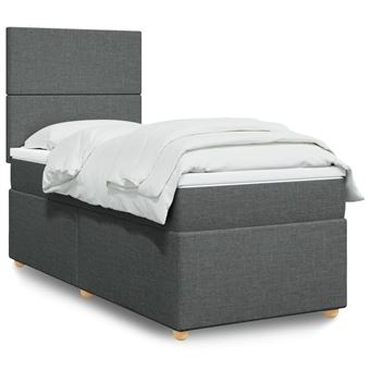 Cama com molas/colchão vidaXL | 90x190 cm | tecido cinza-escuro - 1