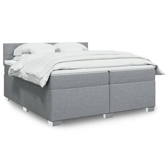 Cama com molas/colchão vidaXL | 200x200 cm | tecido cinza-claro - 1