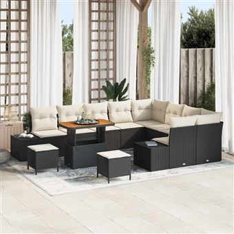 Conjunto de Sofá de Jardim vidaXL | 12 Peças | Preto Rattan Sintético - 1