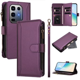 Capa FOXDOCK para Infinix Note 50 Pro Plus 5G | Pele Premium | 9 Compartimentos para Cartões | Alça de Pulso Amovível - Roxo - 1