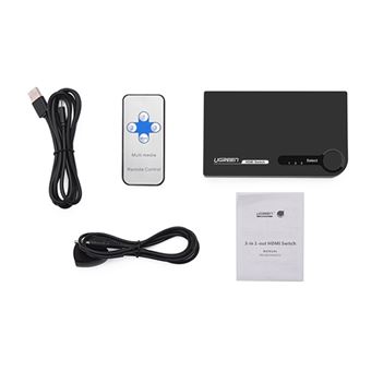 cabo de interface/adaptador de género Ugreen 40234  HDMI 3x HDMI Preto, Branco - 1