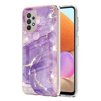 Capa e TPU à Prova de Choque, IMD, galvanizado, padrão de mármore Roxo 002 para Samsung Galaxy A32 4G (EU Version) - 1