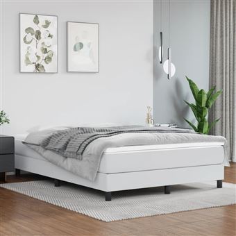 Estrutura de cama com molas vidaXL | 140x200 cm | couro artificial branco - 1