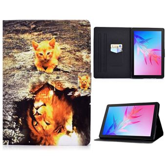 Capa PU com suporte e suporte de cartão Magunivers para Huawei Enjoy Tablet 2 10.1/MatePad T 10S 10.1''/T 10/Honor Pad 6 10.1-inch/X6 9.7'' - gato e leão - 1