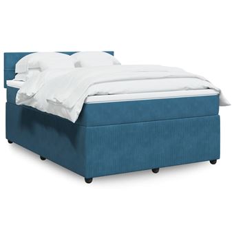 Cama boxspring com colchão vidaXL | 140x190 cm | veludo azul - 1