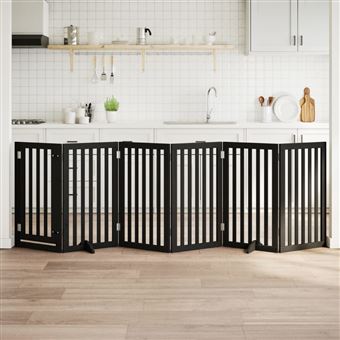 Portão para cães com porta dobrável vidaXL | 6 Painéis | 300 cm | álamo preto - 1