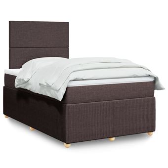 Cama com molas/colchão vidaXL | 120x200 cm | tecido castanho-escuro - 1