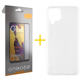 Pack skyhe 1 x Película de Vidro Temperado Full + Capa para Samsung Galaxy A12 5G Silicone Liso - Transparente Clear - 1