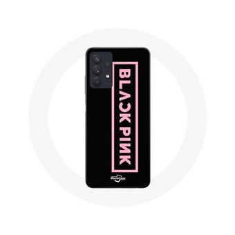 Capa Maniacase para Samsung Galaxy A32 5G com o logo do BLACKPINK em rosa sobre Fundo negro - 1