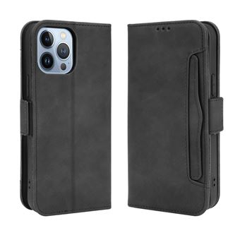 Capa FOXDOCK Protetora para iPhone 14 Pro Max | Suporte e Flip de couro PU | À Prova de Choque | Preto - 1