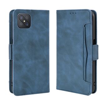 Capa FOXDOCK Protetora para OPPO A92S/Reno4 Z 5G | Suporte e Flip de couro PU | À Prova de Choque | Azul - 1