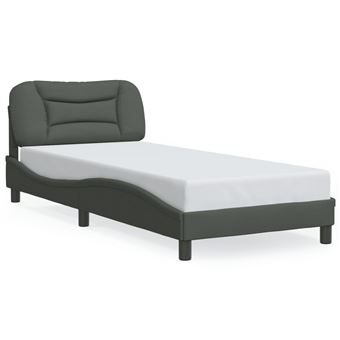Estrutura de cama com cabeceira vidaXL | tecido | 80x200 cm | cinza-escuro - 1