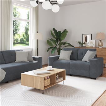 Conjunto de Sofá vidaXL | 3 Peças | Almofadas de Veludo Cinza Escuro - 1