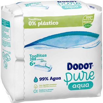Toalhitas para Bebé Aqua Pure Dodot | 48Unidades - pack 6 | 0% de plásticos - 1